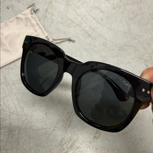 Stylish Black Sunglasses with Case BRAND NEW Large Black Frames by FLOATS